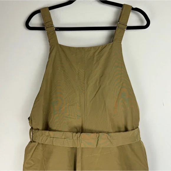 Vtg Eddie Bauer Mens Goose Down Bib Overalls Sz S/M Tan Khaki